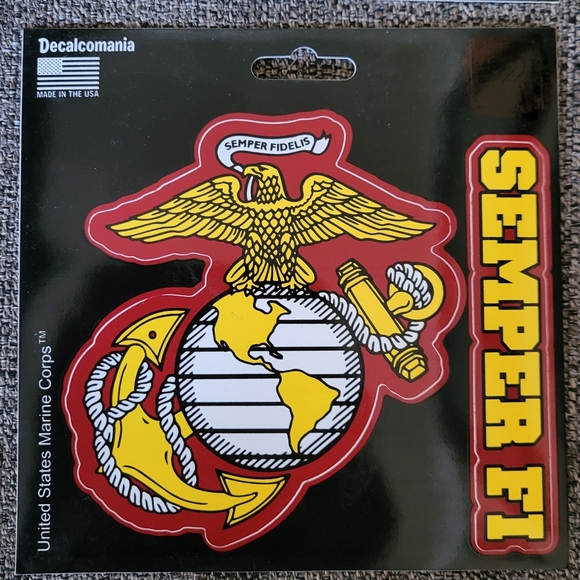 2 Marine Corps Stickers 5" Round Black Red United States Marines Semper Fi Decal - Picture 3 of 4